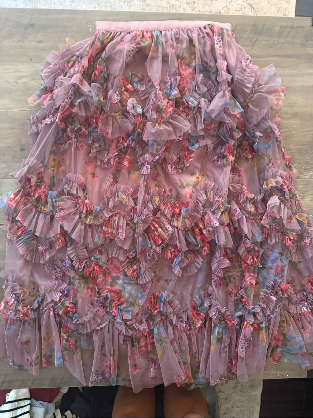 Bluivy Pink Multi Floral Ruffle Dress